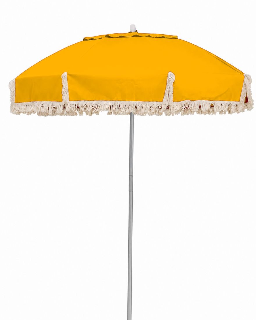 Guarda-sol premium com franjas âmbar